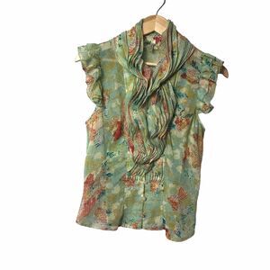 Anthropology Lapis Women's Sleeveless Blouse Ruffled Size M top